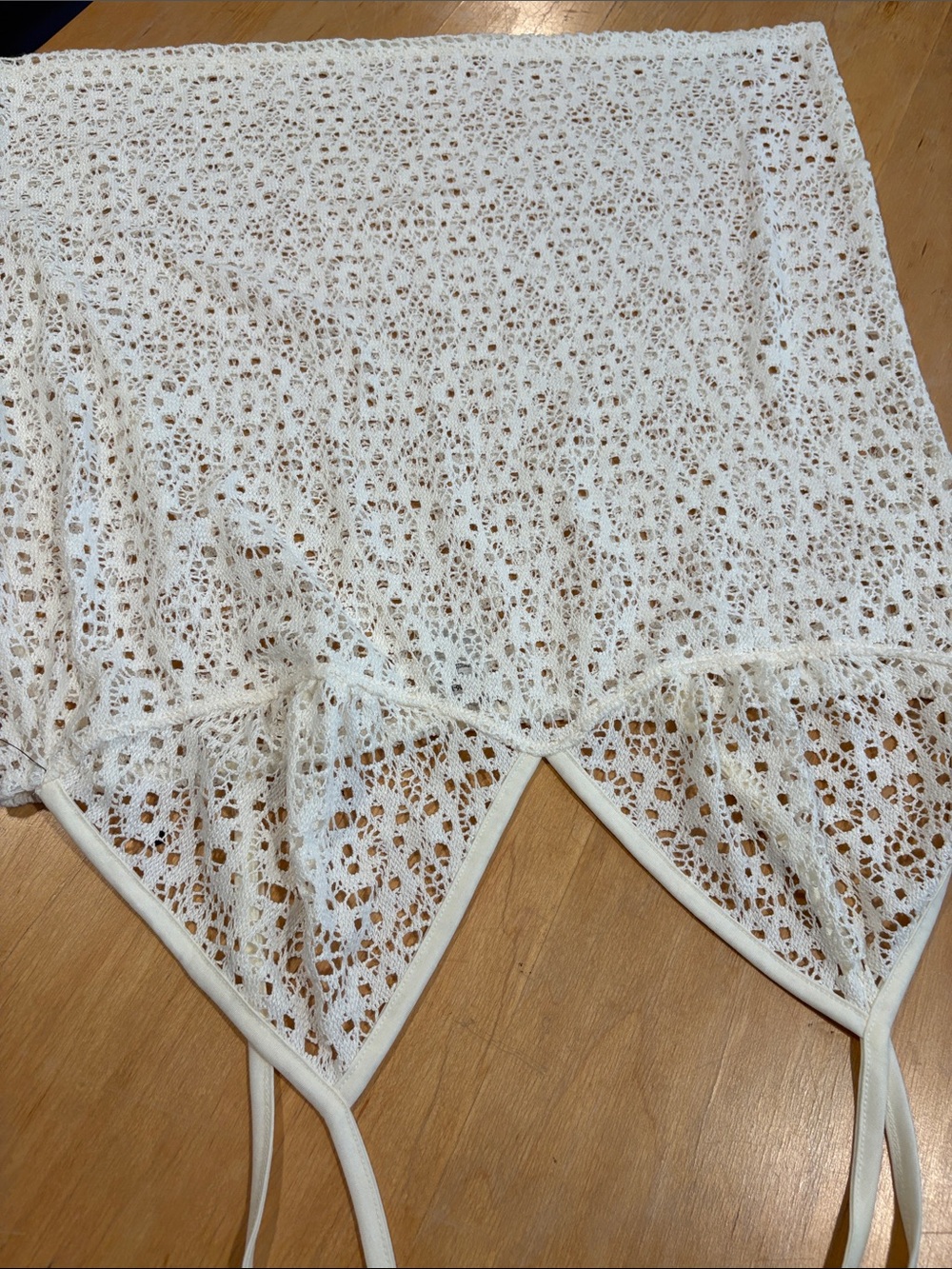 No Boundaries ~ Ivory Cream White Crochet Swim Coverup with Hem